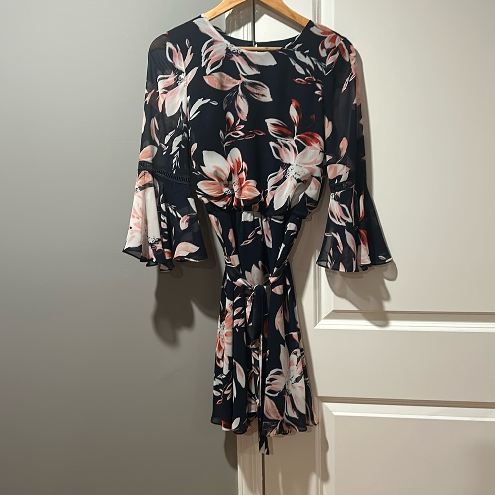 Vince Camuto Floral Print Chiffon Dress